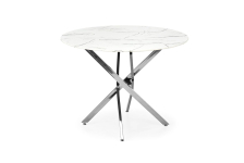 RAYMOND 3 stół fi 100/73 cm, blat - biały marmur, nogi - srebrny