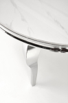 REGINALD stół okrągły 120/76 cm, blat - biały marmur, nogi - srebrny