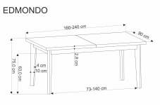 EDMONDO stół rozkładany 160-240/90/75 cm, dąb naturalny