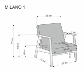 MILANO 1S fotel - beżowy tap. Castel 15