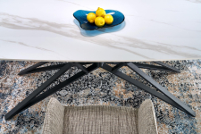 ALFREDO stół rozkładany, biały marmur / czarny