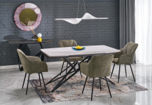 ALFREDO stół rozkładany, biały marmur / czarny