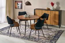 BARRY stół okrągły, blat - orzechowy, nogi - czarny