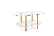 DUCAT ława, biały marmur / transparentny / złoty