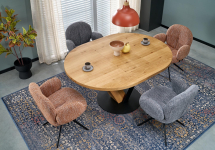 FANIS okrągły stół rozkładany 120-160/120/78 c, naturalny / czarny