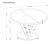 FANIS okrągły stół rozkładany 120-160/120/78 c, naturalny / czarny