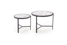 FATIMA zestaw 2 ław, biały marmur / czarny