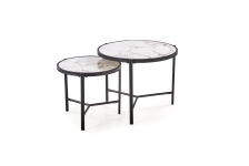 FATIMA zestaw 2 ław, biały marmur / czarny