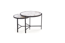 FATIMA zestaw 2 ław, biały marmur / czarny