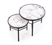 FATIMA zestaw 2 ław, biały marmur / czarny