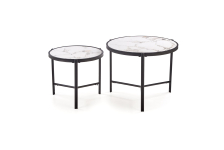 FATIMA zestaw 2 ław, biały marmur / czarny