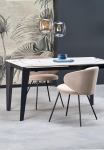 FELIX stół rozkładany 141-201/81/76, blat - biały marmur, nogi - czarny