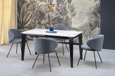 FELIX stół rozkładany 141-201/81/76, blat - biały marmur, nogi - czarny
