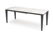 FELIX stół rozkładany 141-201/81/76, blat - biały marmur, nogi - czarny