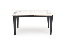 FELIX stół rozkładany 141-201/81/76, blat - biały marmur, nogi - czarny