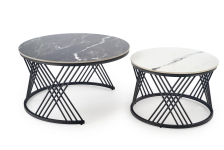 FLAMINGO zestaw 2 ław, czarny marmur / biały marmur / czarny