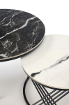 FLAMINGO zestaw 2 ław, czarny marmur / biały marmur / czarny