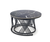 FLAMINGO zestaw 2 ław, czarny marmur / biały marmur / czarny