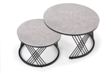 FLAMINGO zestaw 2 ław, popielaty marmur/ czarny