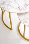 GILDA zestaw 3 ław, biały marmur / złoty