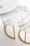 GILDA zestaw 3 ław, biały marmur / złoty