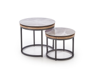 ITAKA zestaw 2 ław, popielaty marmur / grafitowy