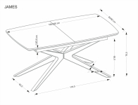 JAMES stół rozkładany 160-220/90/76 cm, naturalny / czarny