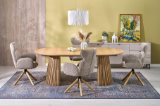 K585 krzesło z funkcja obrotu kolor ciemny beżowy / dąb naturalny