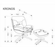 KRONOS fotel z podnóżkiem, beżowy / wielobarwny