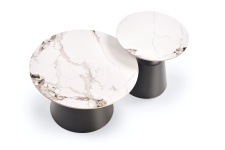 MAGNETA zestaw 2 ław, biały marmur / czarny