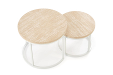 OREO zestaw dwóch ław, trawertyn / biały