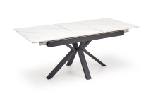 PLATAN stół rozkładany 140-180/85/76 cm, biały marmur / czarny