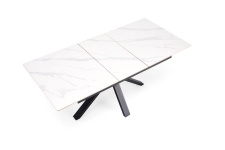 PLATAN stół rozkładany 140-180/85/76 cm, biały marmur / czarny