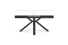 PLATAN stół rozkładany 140-180/85/76 cm, biały marmur / czarny