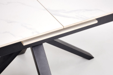 PLATAN stół rozkładany 140-180/85/76 cm, biały marmur / czarny