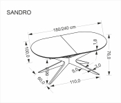 SANDRO stół rozkładany, czarny