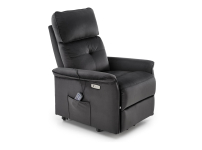 SEMIR 2 fotel wypoczynkowy czarny z funkcją elektrycznego rozkładania / funkcja pionizacji / funkcja masażu