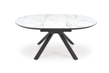 VERTIGO stół rozkładany, blat - biały marmur, nogi - czarny