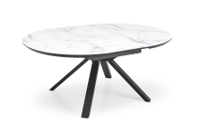 VERTIGO stół rozkładany, blat - biały marmur, nogi - czarny