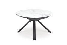VERTIGO stół rozkładany, blat - biały marmur, nogi - czarny