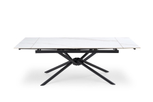 VITORINO stół rozkładany, blat - biały marmur, nogi - czarny