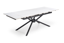 VITORINO stół rozkładany, blat - biały marmur, nogi - czarny