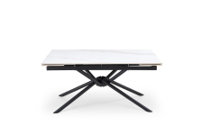 VITORINO stół rozkładany, blat - biały marmur, nogi - czarny