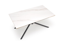 VITORINO stół rozkładany, blat - biały marmur, nogi - czarny