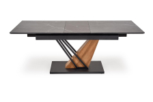 VOLANT 140 stół rozkładany, blat - czarny marmur, nogi - dąb złoty / czarny