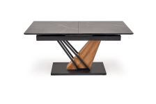 VOLANT 160 stół rozkładany, blat - czarny marmur, nogi - dąb złoty / czarny