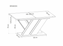 BRANDON stół rozkładany 160-200/90 cm dąb wotan/czarny