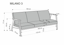 MILANO 3S sofa - oliwkowy tap. Castel 39