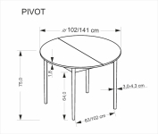 PIVOT stół rozkładany 102-142x102x75 cm, blat - kaszmir, nogi - naturalny