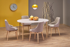 PIVOT stół rozkładany 102-142x102x75 cm, blat - kaszmir, nogi - naturalny